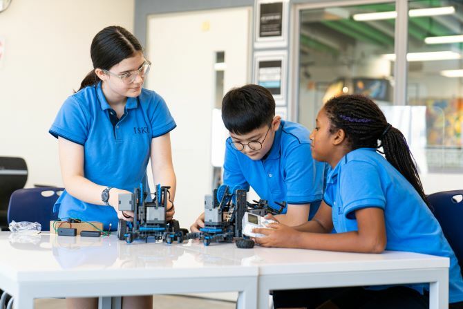 a group of students in a science lab