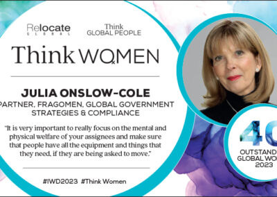 Julia Onslow-Cole, Think Women’s 40 Outstanding Global Women 2023