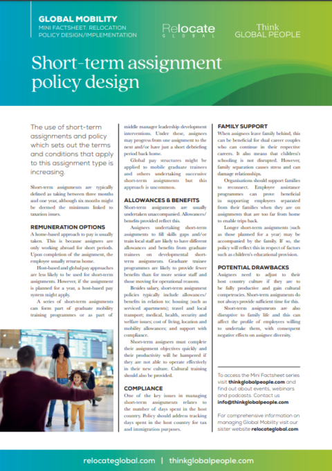 Short Policy Package Example Short-term assignment policy design Short-term assignment policy design