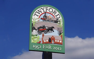 Street,Sign,In,Twyford,Village,Centre,Marking,50,Years,Since