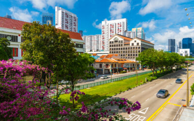 Overhead view of Singapore from Chinatown,