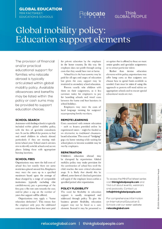 Global Mobility Policy: Education support elements