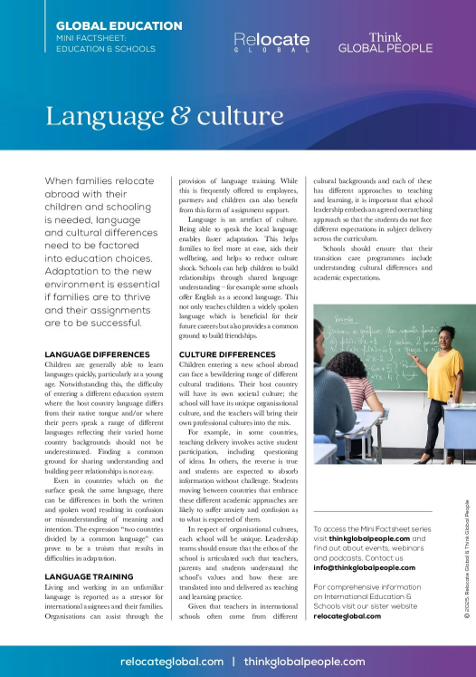Education and schools language and culture