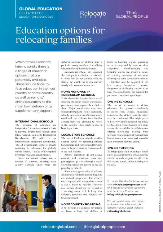 Education options for relocating families